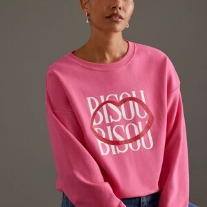 Anthropologie Jordan Nickson Bisou Bisou Pink Sweatshirt